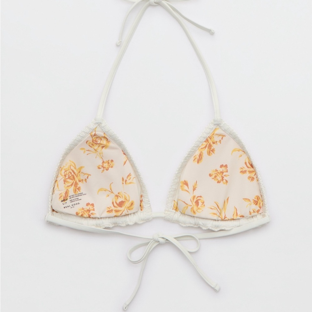 NWT Aerie Cream Crochet Bikini Top The Sun-Lover Crochet Bikini Top size large - Picture 4 of 7